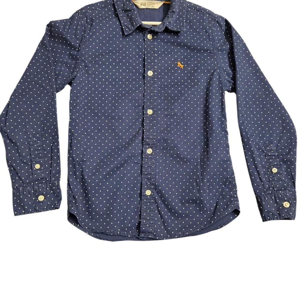 H&M Boys Blue Polka Dot Button Up Shirt